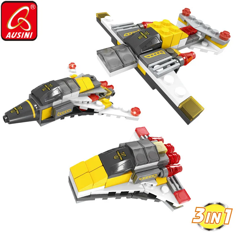 

AUSINI Aircraft Fighting Building Bricks Blocks Designer Boys Toys for Children Creator DIY Plane Military Model Kids Playthings