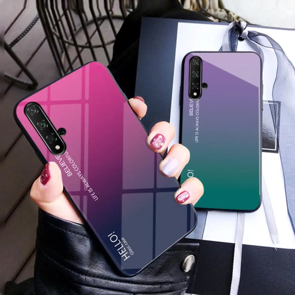 Для Huawei Honor 20/20 Pro/20i/10i/8S/V9/V10/8Pro/View 10 9/Y5(2019) чехол с модным градиентным стеклом задняя