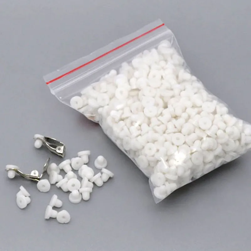

500Pcs White Rubber Pads Stopper For Clip-On Earrings Jewelry Making Findings 6x5mm