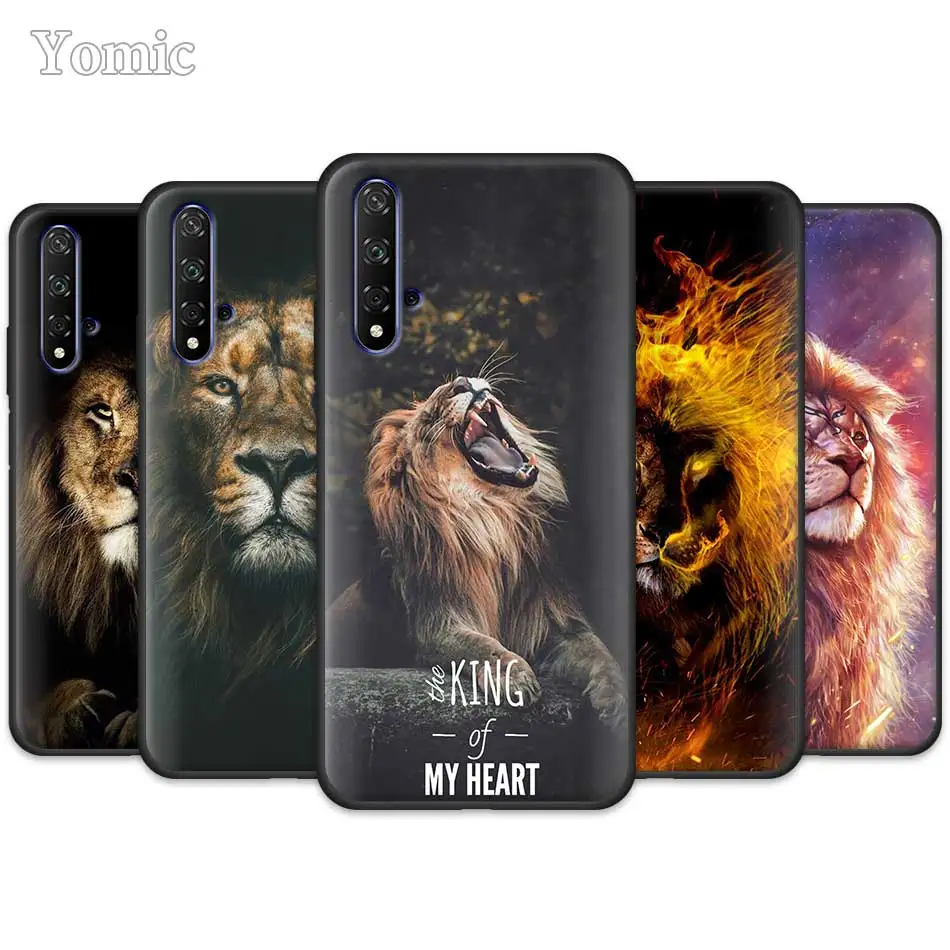 

Black Silicone Case for Huawei Honor 20 Pro 9 10 20 Lite 7A 7C 7S 8A Pro 8X 8C 8S TPU Mobile Phone Cases Coque king tiger lion