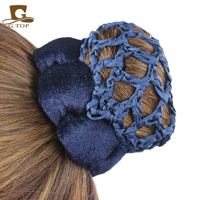 Buy Women Velvet hair net Girl Crochet bun cover hair