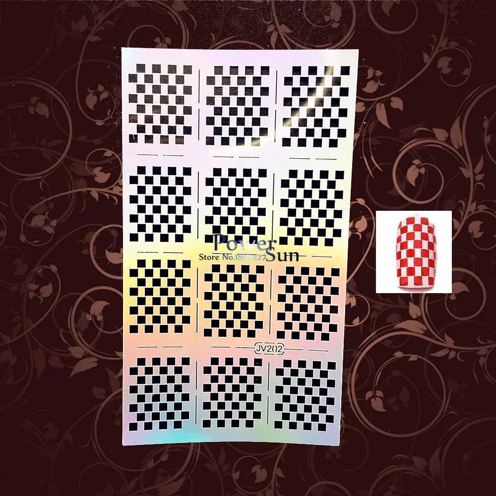 1PC Hot Flash Nail Art Sticker Stencil Template Tips Image Guide Squar Mesh Pattern PJV202 Manicure Wraps Decoration | Красота и