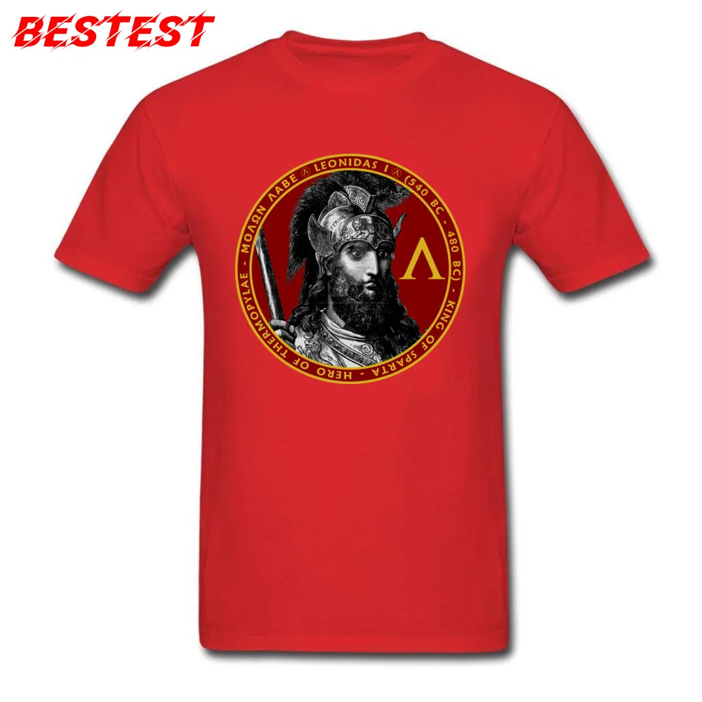 201896Ysparta knight leonidas Men Special Tops Tees Round Collar Mother Day All Cotton Top T-shirts Group Short Sleeve Tops Shirts 201896Ysparta knight leonidas red