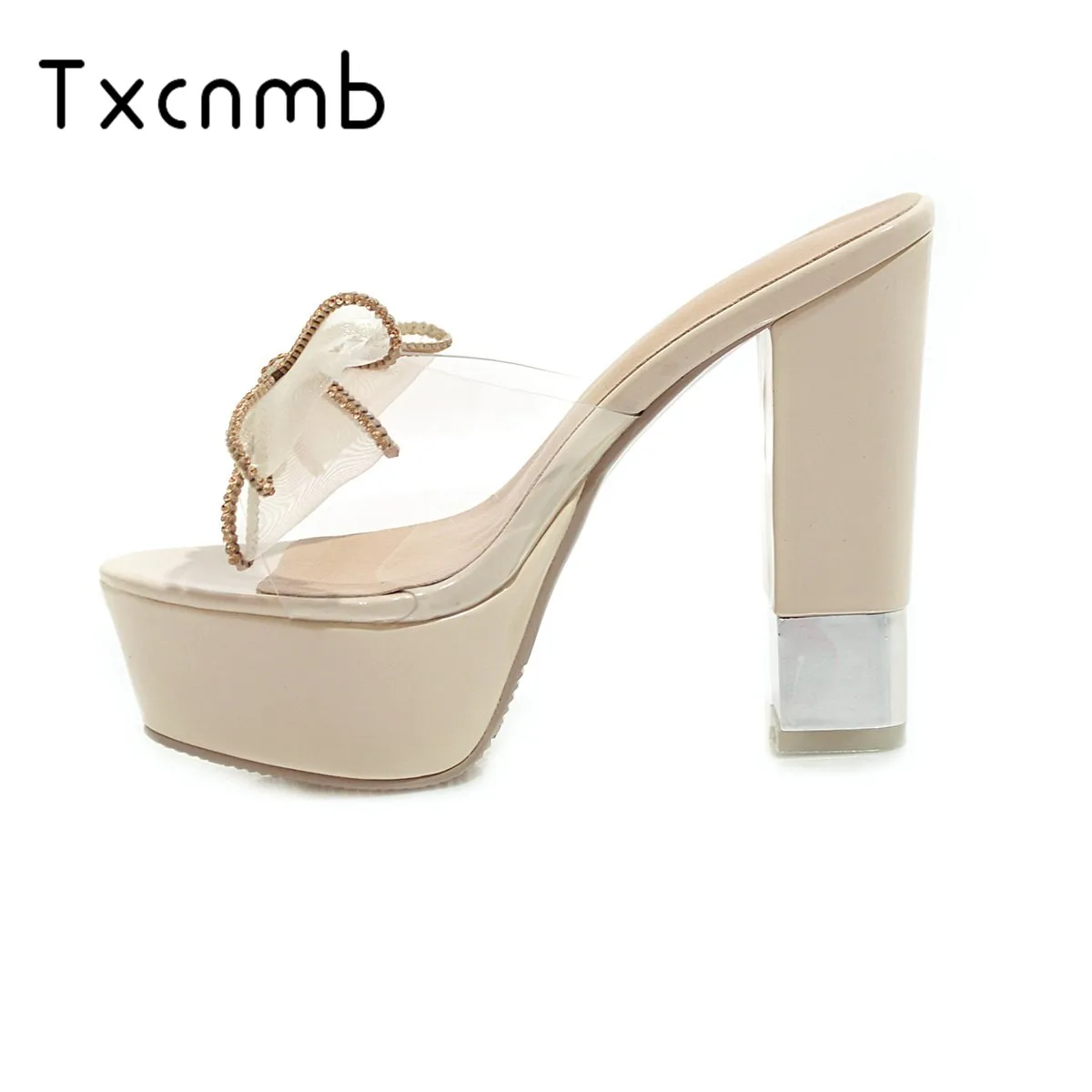

TXCNMB shoes woman 2019 Women Sandal summer super high Heel Slingback Transparent sandals Summer wedding Women shoes