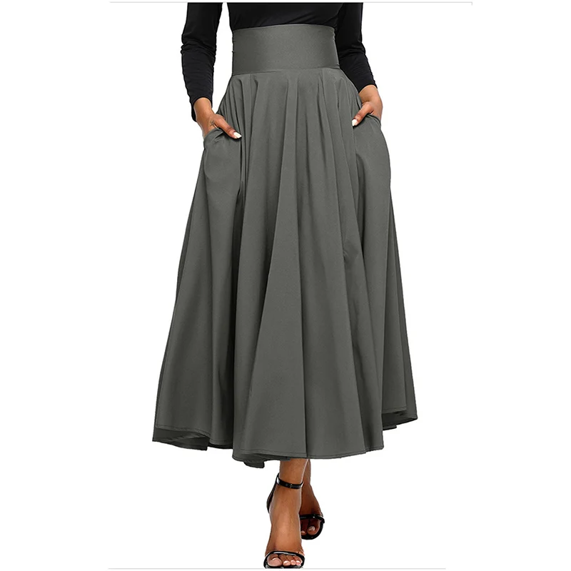 Стиль пять цветов пикантные однотонные юбки Harajuku элегантный длинная юбка плиссе Вечеринка Clud Женская мода женские офисные одежда