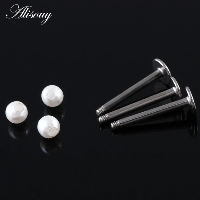 

Alisouy 1 PCS 316l Surgical Steel With Pearl Coated Ball Labret Stud Ring Lip Bar Piercing Ear Cartilage Tragus Piercing Jewelry