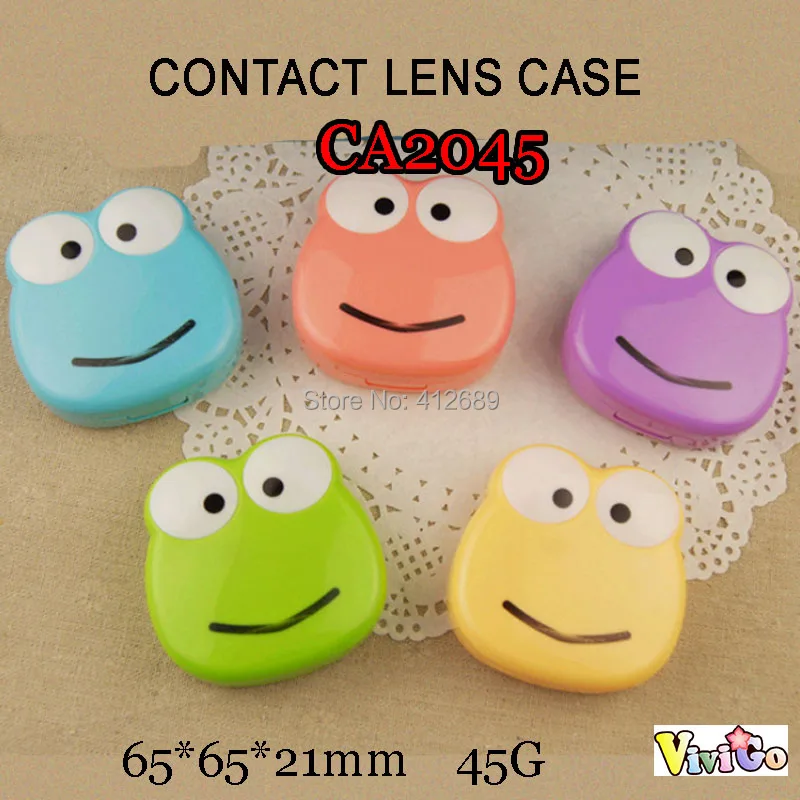 

CA2045 big eye frog colorful contact lens cases, travel lens box