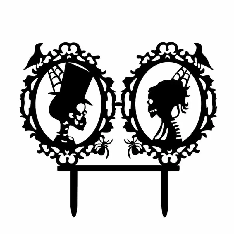 

Halloween Cake Topper Decorative Skull Bride and Groom Acrylic Cake Toppers for Halloween Party Decoration