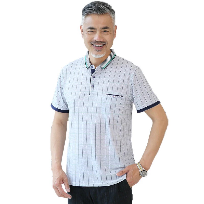

Man Summer Tops Smart Casual Shirt Male Short Sleeve Breast Welt Pocket Design Blouses Mature Men Essential Shirts Plus Size