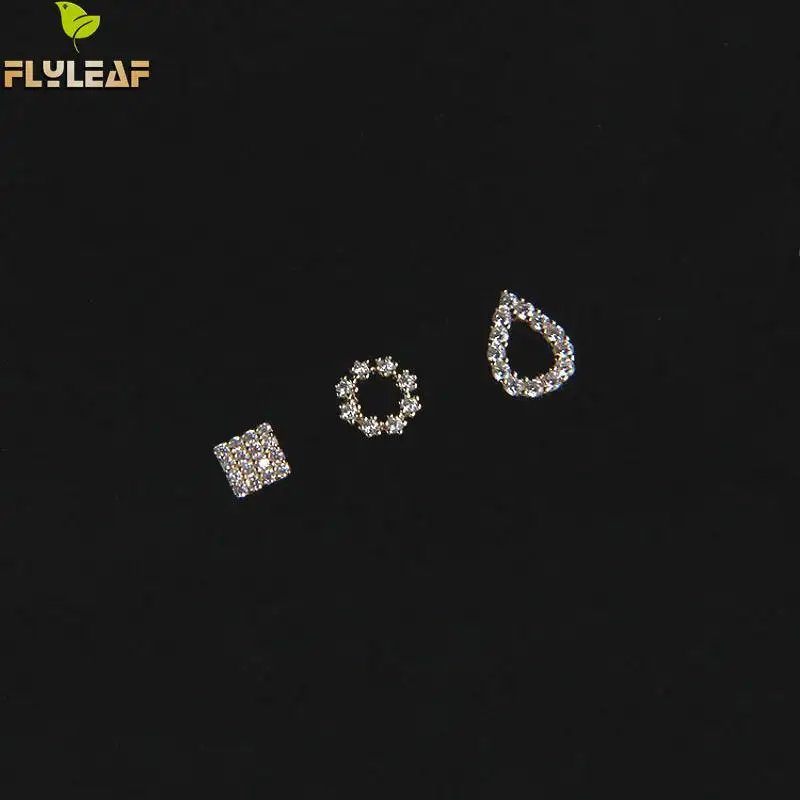 

Flyleaf 925 Sterling Silver Water Droplets Garland Stud Earrings For Women Simple Square Cubic Zirconia Earings Fashion Jewelry