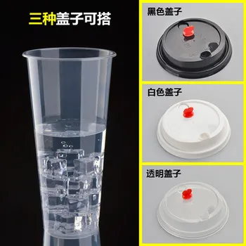 

100x Disposable Plastic Cups Lids 9cm for 500ml 600ml 700ml PP Milk Tea Juice Cup Food Grade High Transparent White Black
