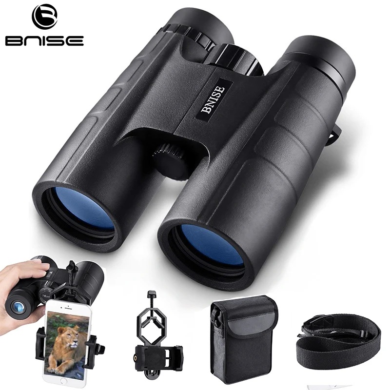 

Hunting Binoculars Telescope for Birdwatching Outdoor Sports Hiking 10x42 Prismaticos Phone Adapter Gift Strap BAK4 Prism BNISE