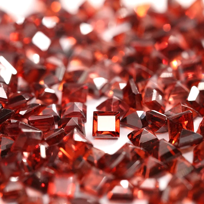 Gemstones Natural Garnet jewelry Making 3X3mm High Quality Square Earring Ring Pendant Bracelet Jewelry customization