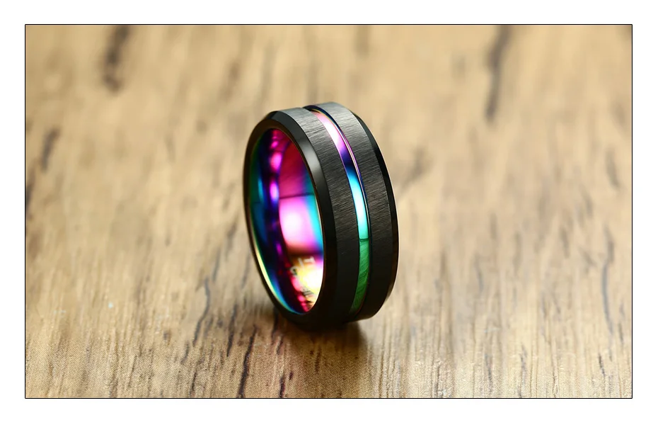Meaeguet черный матовый вольфрам карбид обручальное кольцо для мужчин и женщин обручальные кольца Радуга углеродного волокна Groove ювелирные изделия