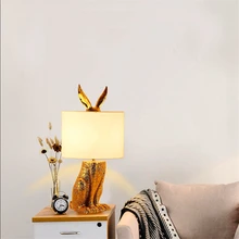 Настольный светильник в стиле скандинавского чердака из смолы в масках с кроликом, современный светодиодный настольный светильник для спальни, прикроватной тумбы, для учебы, ресторана, декоративная настольная лампа