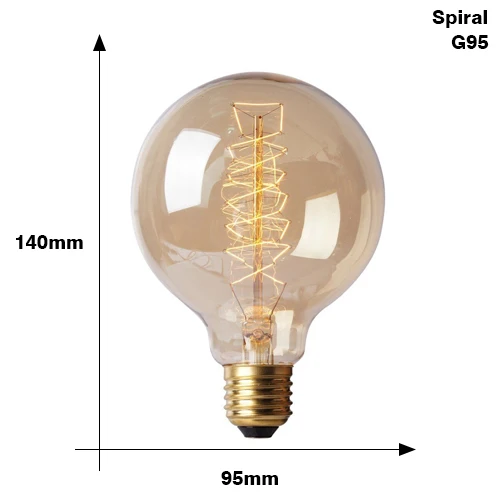 Ретро Edison led светильник лампочка E27 220 В 40 Вт ST64 G80 G95 T10 T45 T185 A19 A60 лампа накаливания ампулы лампы Винтаж Эдисон лампы - Цвет: G95 Spirai