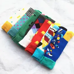 1 пара Марка Качество Для мужчин s Happy Socks 7 Цвета Полосатый плед алмазные носки Для мужчин хлопок Calcetines Largos Hombre