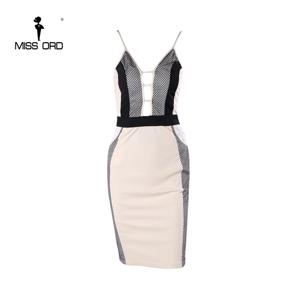 

Free Shipping Missord Fashion 2019 Sexy v-neck HALTER sleeveless dress FT4617