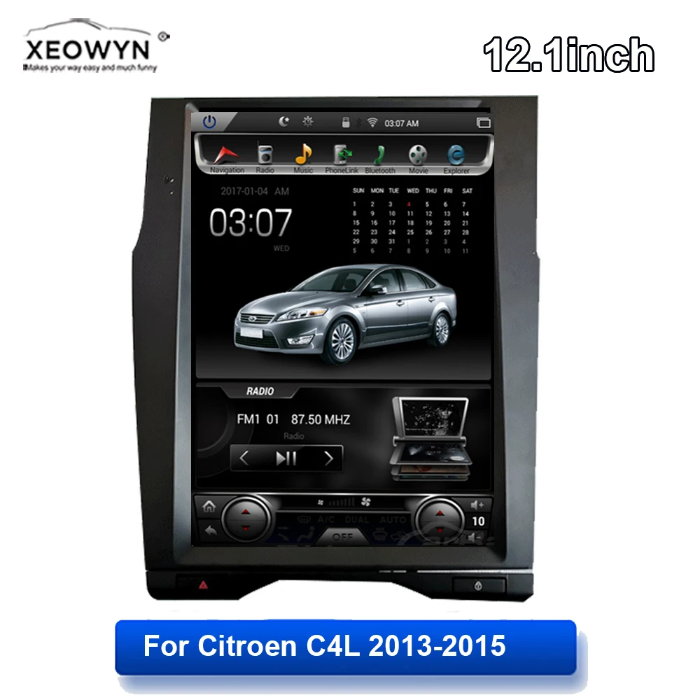 

Android 4.4 12.1" Tesla style Vertical car radio gps for Citroen C4 C4L for DS4 2011-2016 navigation multimedia system