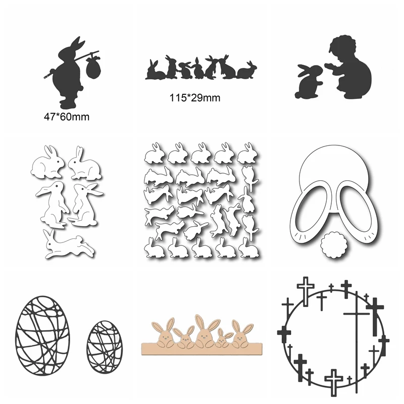 

Cute Eater Rabbit Egg Metal Cutting Dies Stencil for DIY Scrapbooking Embossing Easter Decoration Card Crafts Die Cut Template