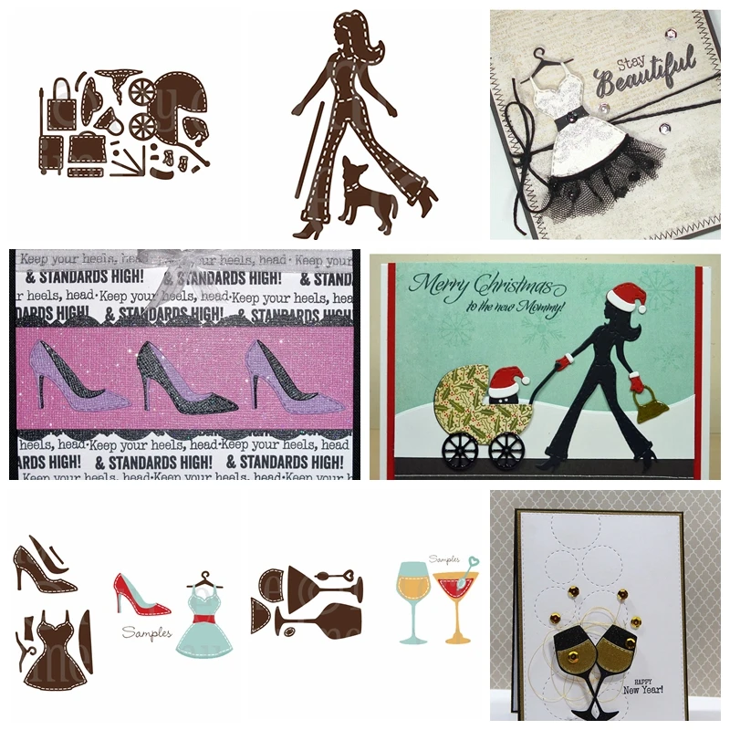 

Girl Dress Glass Heeled Metal Cutting Dies Stencils For DIY Scrapbooking Photo Craft Decorative Embossing Suit Paper Card Die