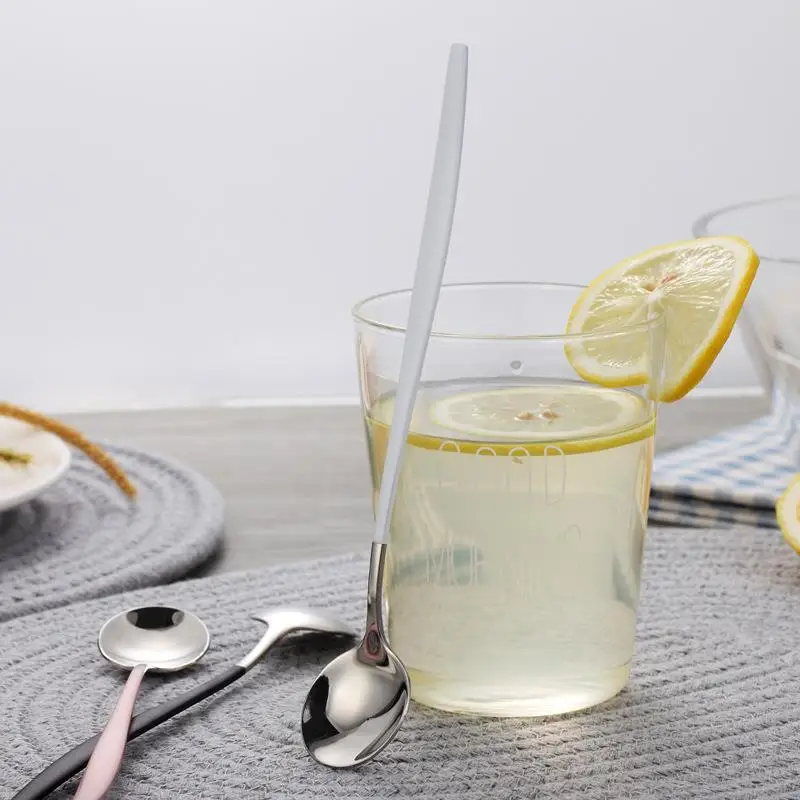 Нержавеющая стальная длинная ручка чайная ложка кофейная ложка Холодный ...