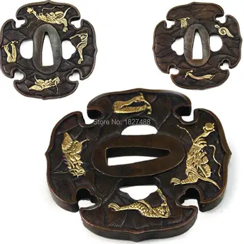 

KATANA TSUBA JAPANESE TD016 JP SAMURAI SWORD GUARD SEA WAVE DRAGON TSUBA ACCESSORY