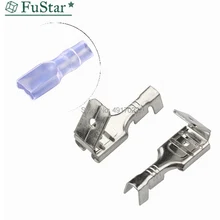 6.3 Contra A Parte de Trás Do Ombro De Plug Macho e Fêmea Terminais de Mola Inserido Terminal de Primavera Frio com Caso 6.3 milímetros conector