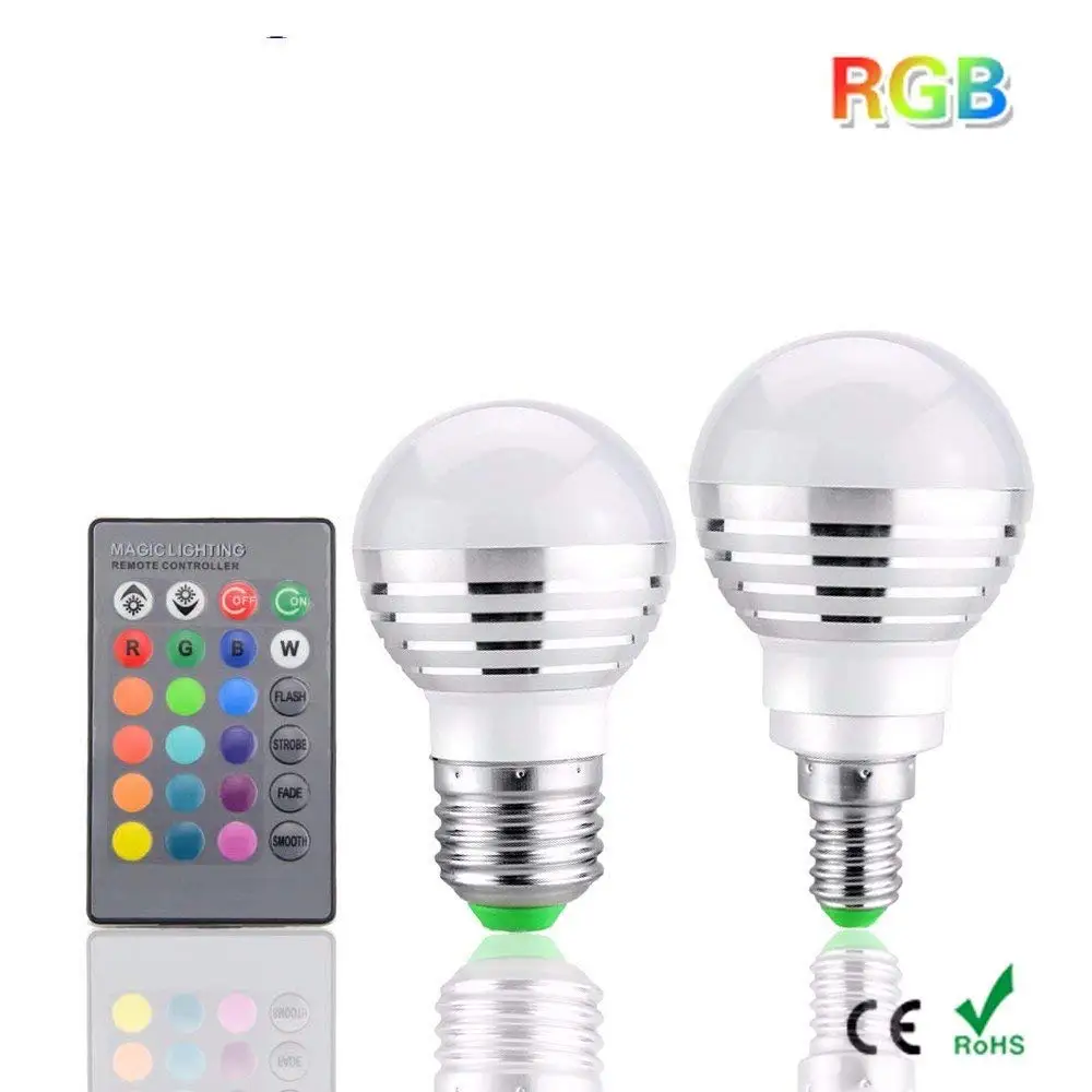 Диммируемая светодиодная RGB лампа 85 265 в E27 E14 16 цветов|Праздничное освещение| |