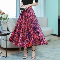 Женские Модные юбка большого размера с принтом элегантные вечерние Алина Роскошные атласные плиссированные юбки 2019 Высокая талия женские