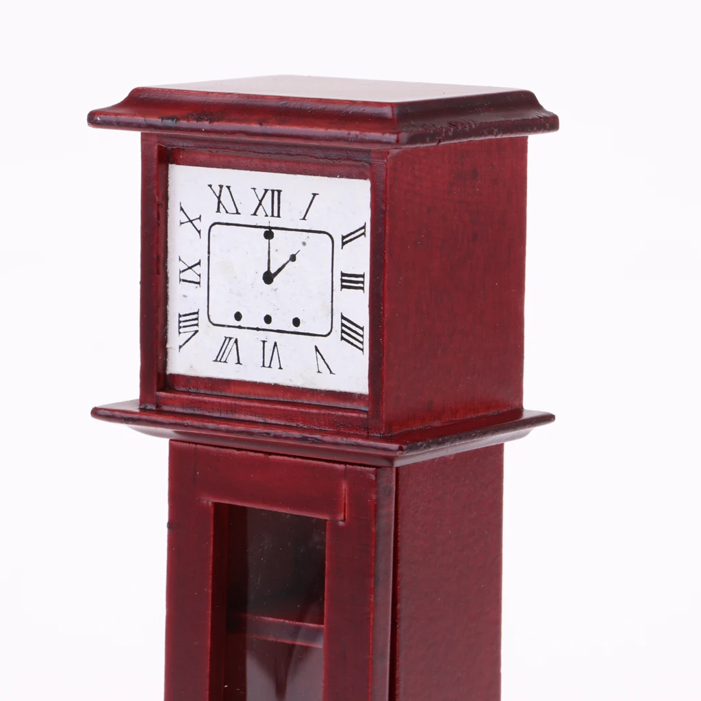 1/12 Scale Dollhouse Living Room Furniture Vintage Annatto Grandfather Clock