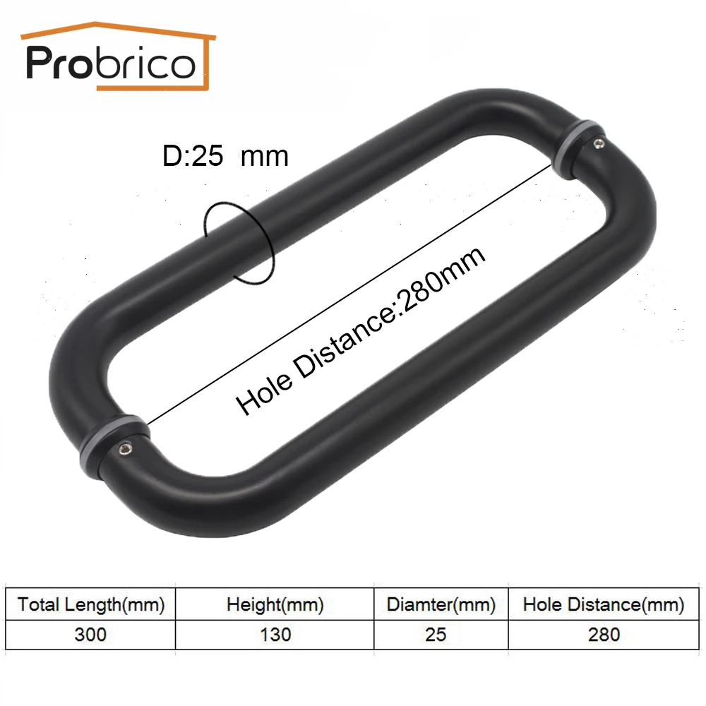 Probrico D شريط أسود الفولاذ المقاوم للصدأ البيضاوي الجوف كبيرة الباب مقابض CC 11 \