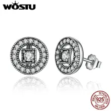Venta caliente Auténtica Plata de Ley 925 Encanto de Época Regalo Stud Pendientes Para Las Mujeres Joyería Compatible Con El Original de WST