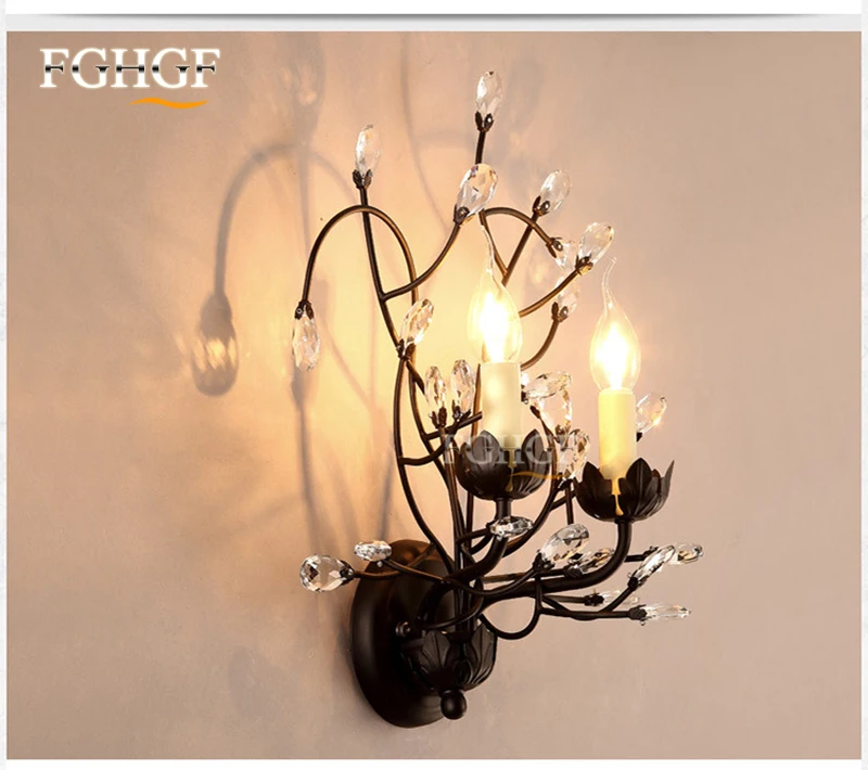 crystal wall lamp wall lights sconce bedroom bedside lamp candle double wall lamp for bedroom living room restaurant beside lamp (8)