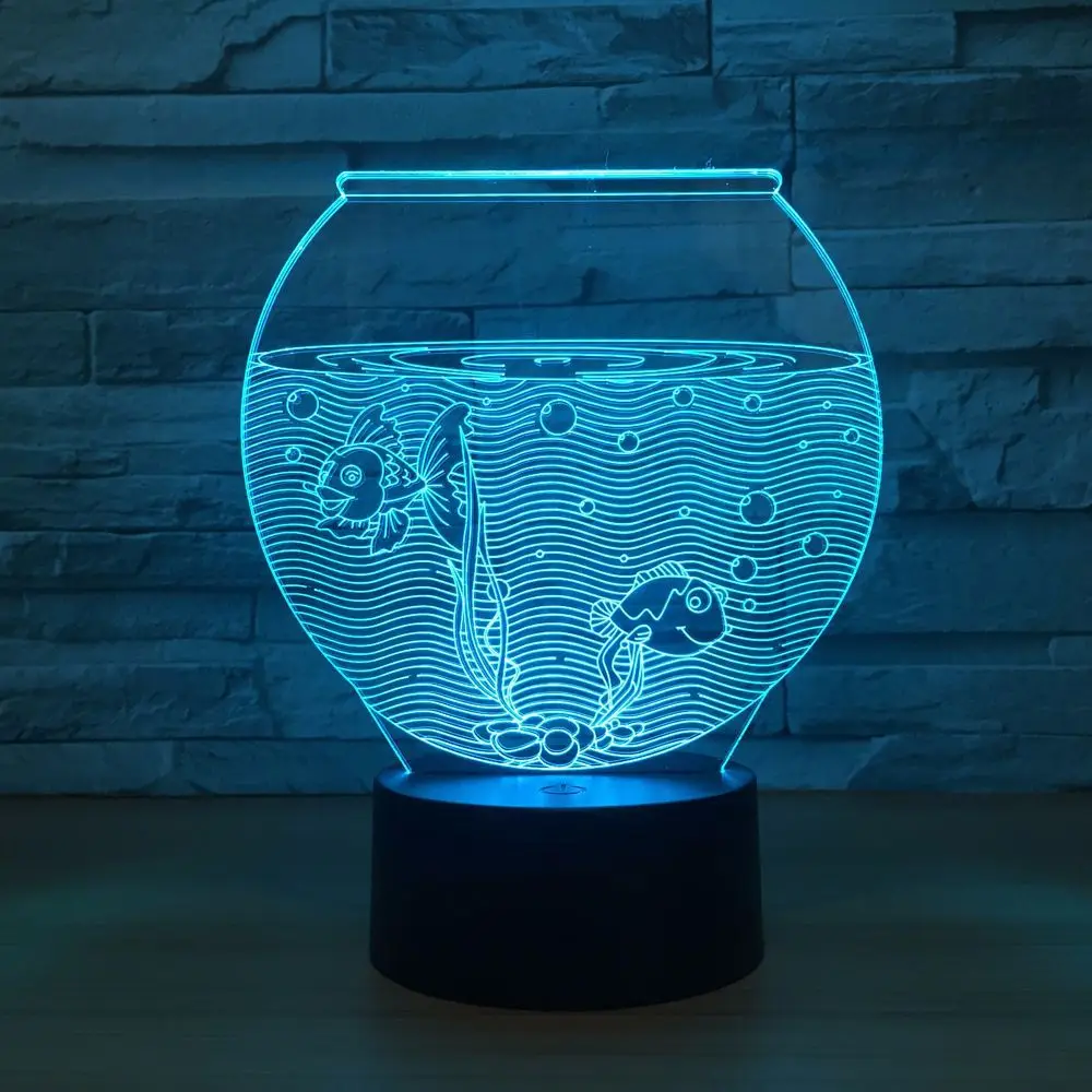 

Fish Tank Shape Acrylic 3D Night Light LED Illusion USB RGB Night Light Desk Lamp Home Decor Holiday Gift Atmosphere Decor Lamp