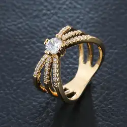 Lzx Новый Лидер продаж палец кольцо золото Цвет кубический цирконий кристалл крест двойной x Кольца для Для женщин и Для мужчин модные