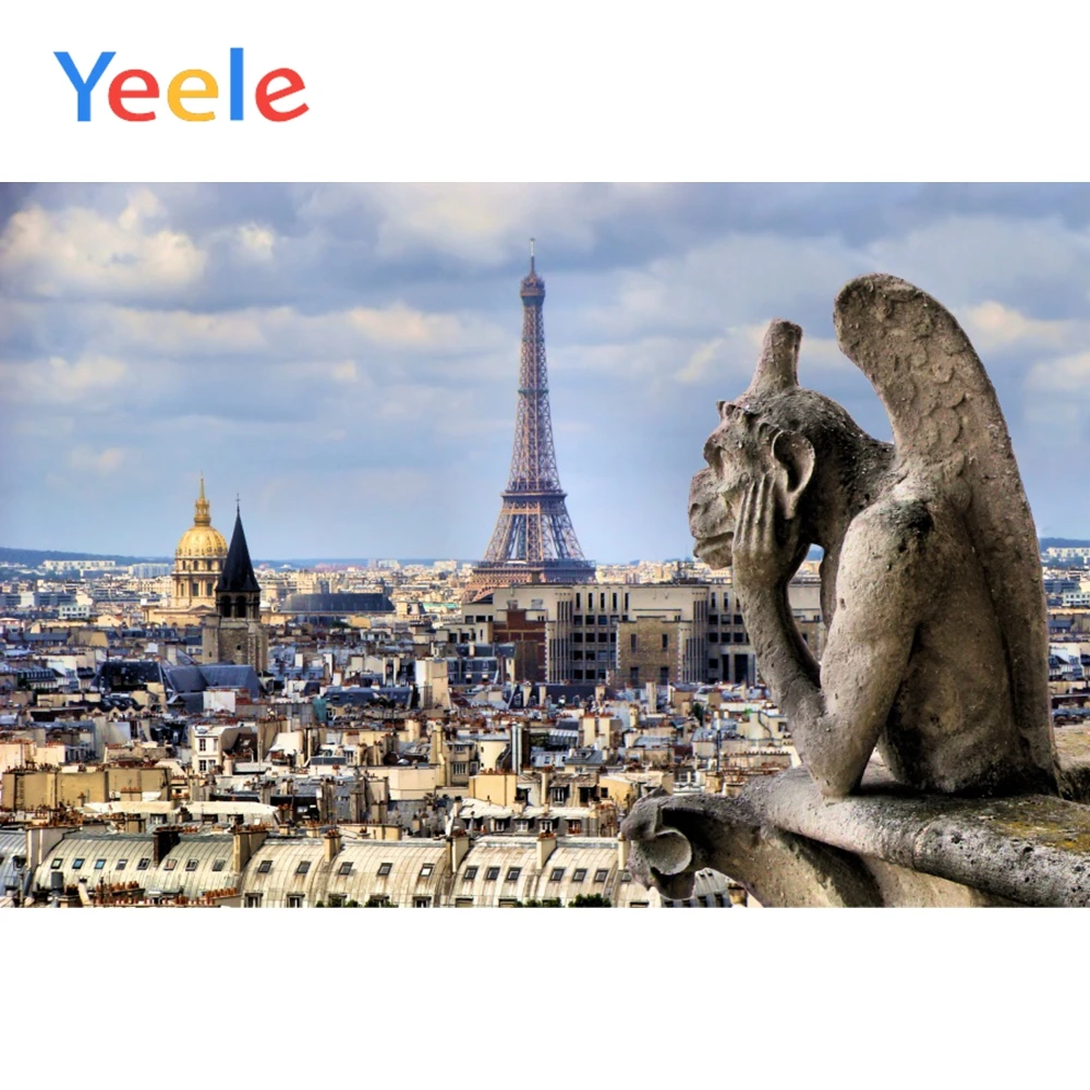 

Yeele Paris Eiffel Tower Stone Carving Poster Building Scene Photography Background Photographic Backdrop Props For Photo Studio