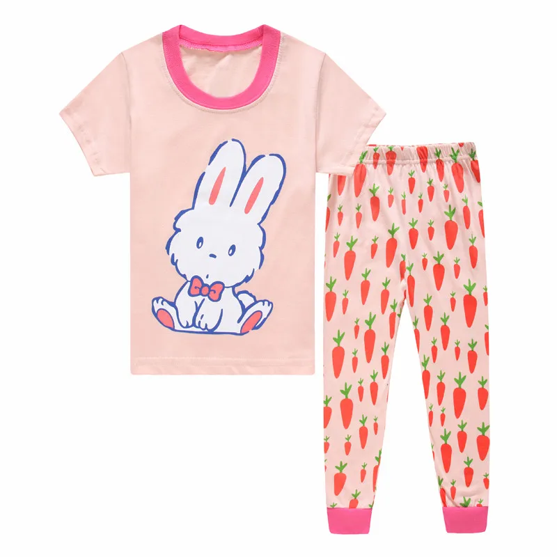 JQS 08, Rabbit, 1set Children girls pajamas, short sleeve clothing sets