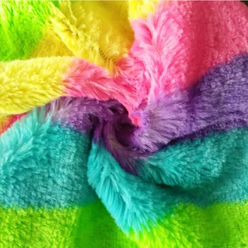 

Single-sided jacquard rainbow faux fur 0.5mm super soft short velvet toy cloth wholesale fabric