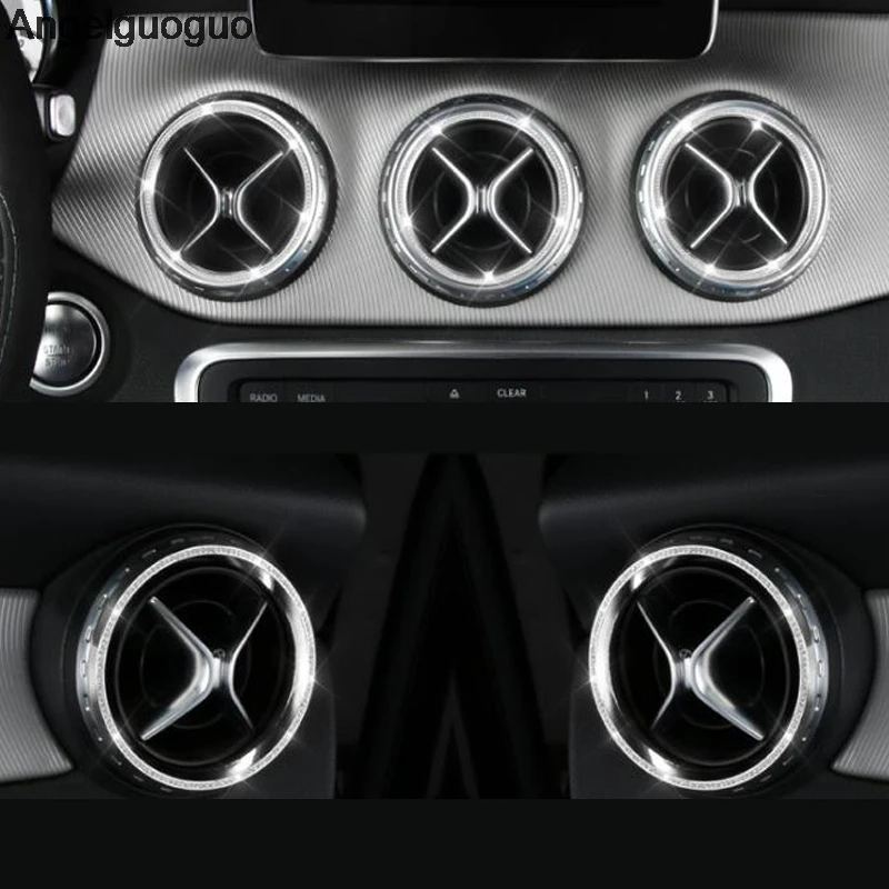 L&U 5 PC/Set Autoklimaanlage Air Vent Outlet Ring Abdeckung Trim-Dekoration-Aufkleber für Mercedes-Benz A/B/GLA/CLA 180 GLA200 GLA220 GLA260,Rot,Insidering