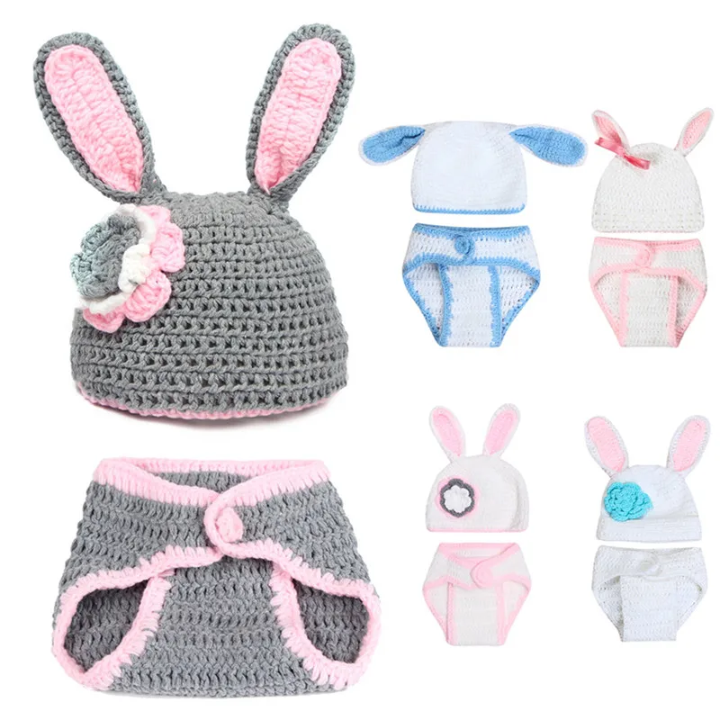 

Newborn Baby Photo Props Animals Infant Rabbit Cotton Crochet Costume Baby Shower Birthday Party Photography Prop