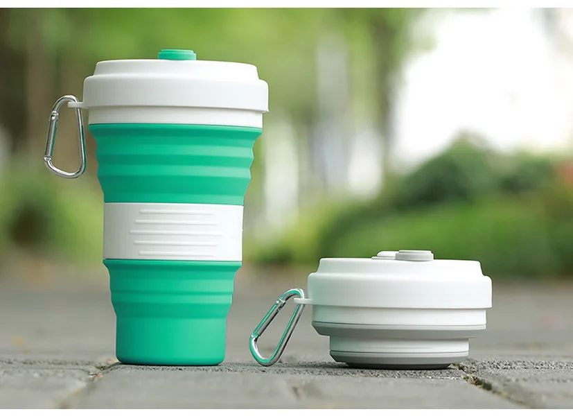 DHL, 20 шт, 550 мл, складная силиконовая чашка для путешествий, портативная чашка для воды, герметичная силиконовая кофейная кружка, питьевые разборные кружки