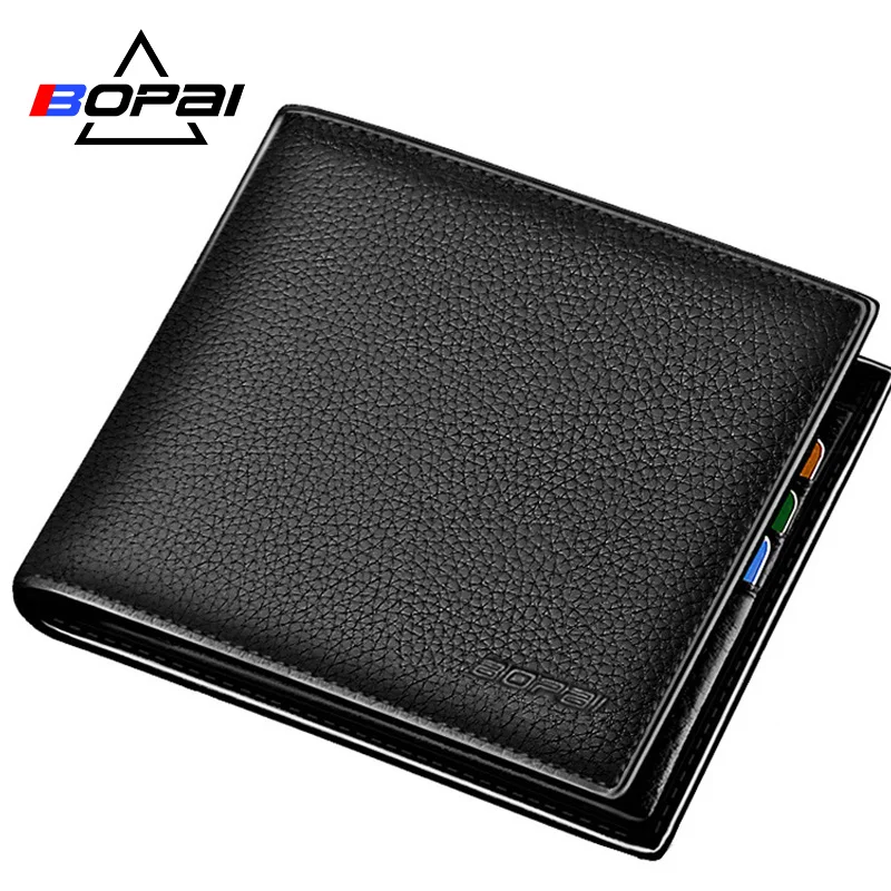 BOPAI Brand 100% Genuine Leather Men Wallet Short Soft Standard Card Holder Designer Wallet Cowhide Leather Wallet Men's Purse BOPAI Brand 100% Genuine Leather Men Wallet Short Soft Standard Card Holder Designer Wallet Cowhide Leather Wallet Men's Purse