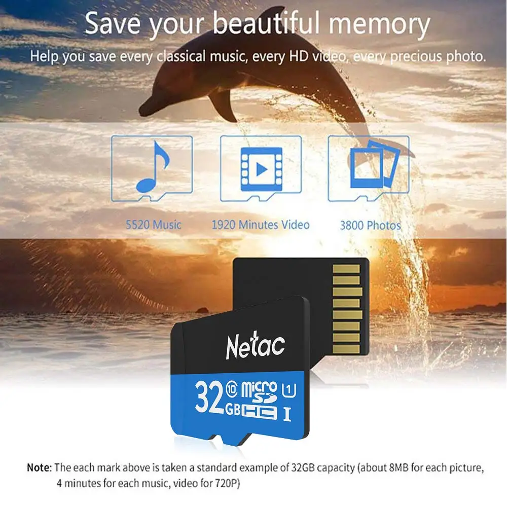 Netac карта памяти 32 Гб карты microsdhc, класс 10, скорость чтения до 80 МБ/с. P500 TF UHS-1 информации о транспортном средстве Регистраторы SD карта памяти на 32 ГБ