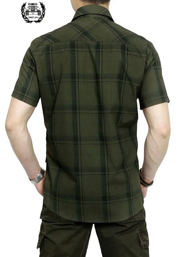 2019 M ~ 5XL 3 اللون 2017 جديد الصيف زائد حجم منقوشة الساخن بيع عارضة قميص الرجال القطن قصيرة الأكمام قميص الساخن بيع العلامة التجارية الملابس