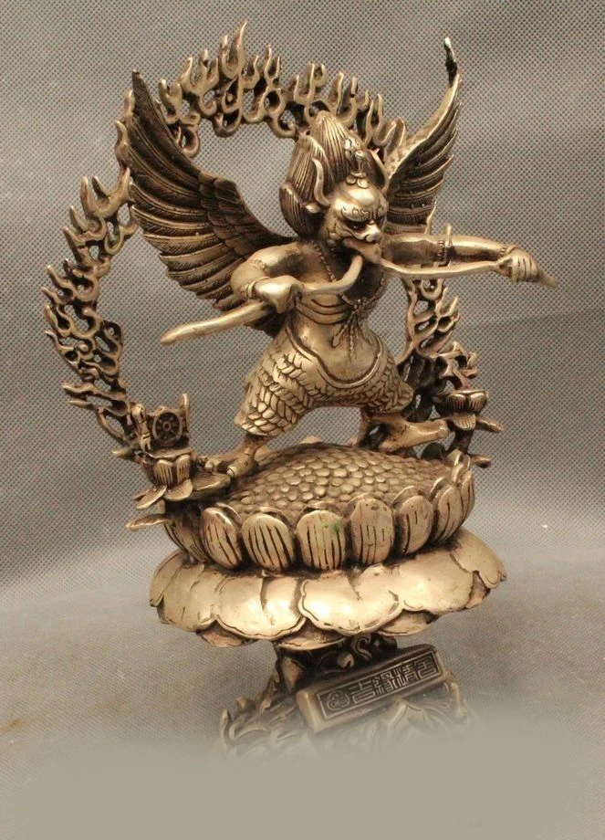 

DS 11" China Chinese Silver Guan Yin Kwan-yin Bodhisattva Bottle Bead Statue Figure