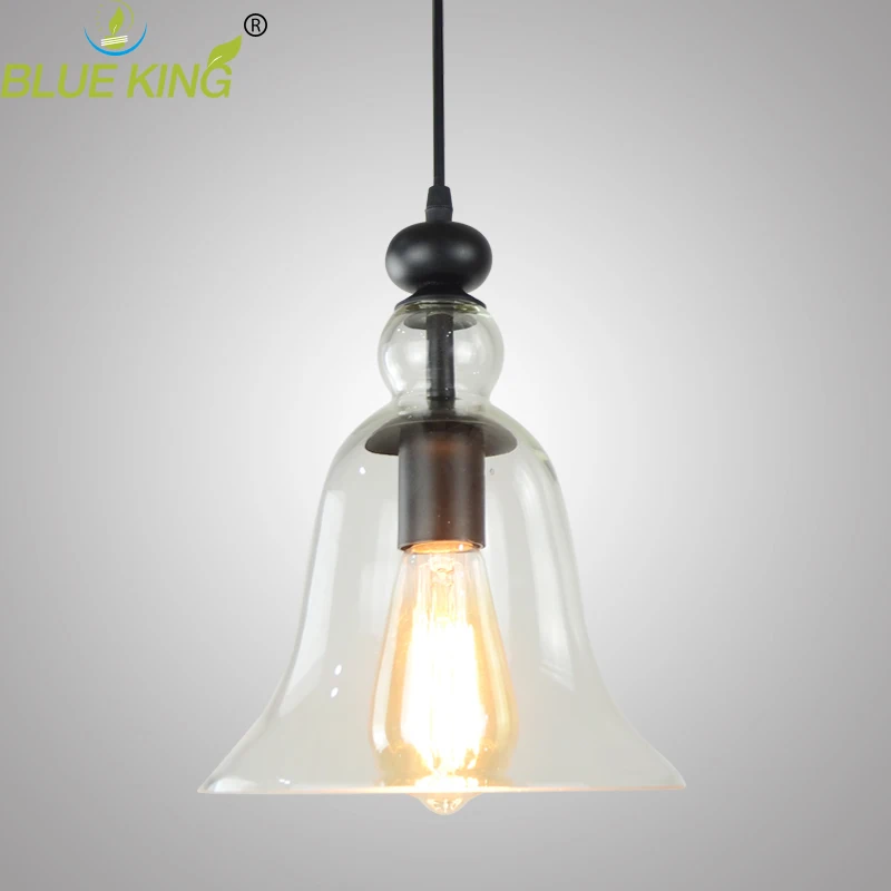 Modern Hanging Bell Shape Clear Glass Pendant Light Decor For Dining