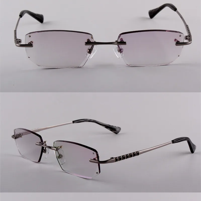 Finished Prescription Glasses Men Titanium Rimless Eyeglasses Frame