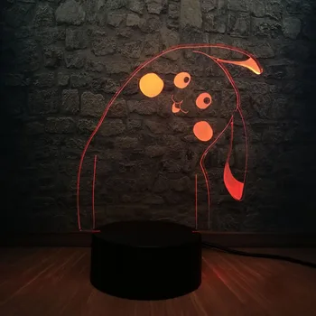 

Pikachu Cute Style 3D USB LED Lighting 7 Colors Change Illusion Baby Home Bedside Sleep Night Light Decor Kid Gift Drop shipping