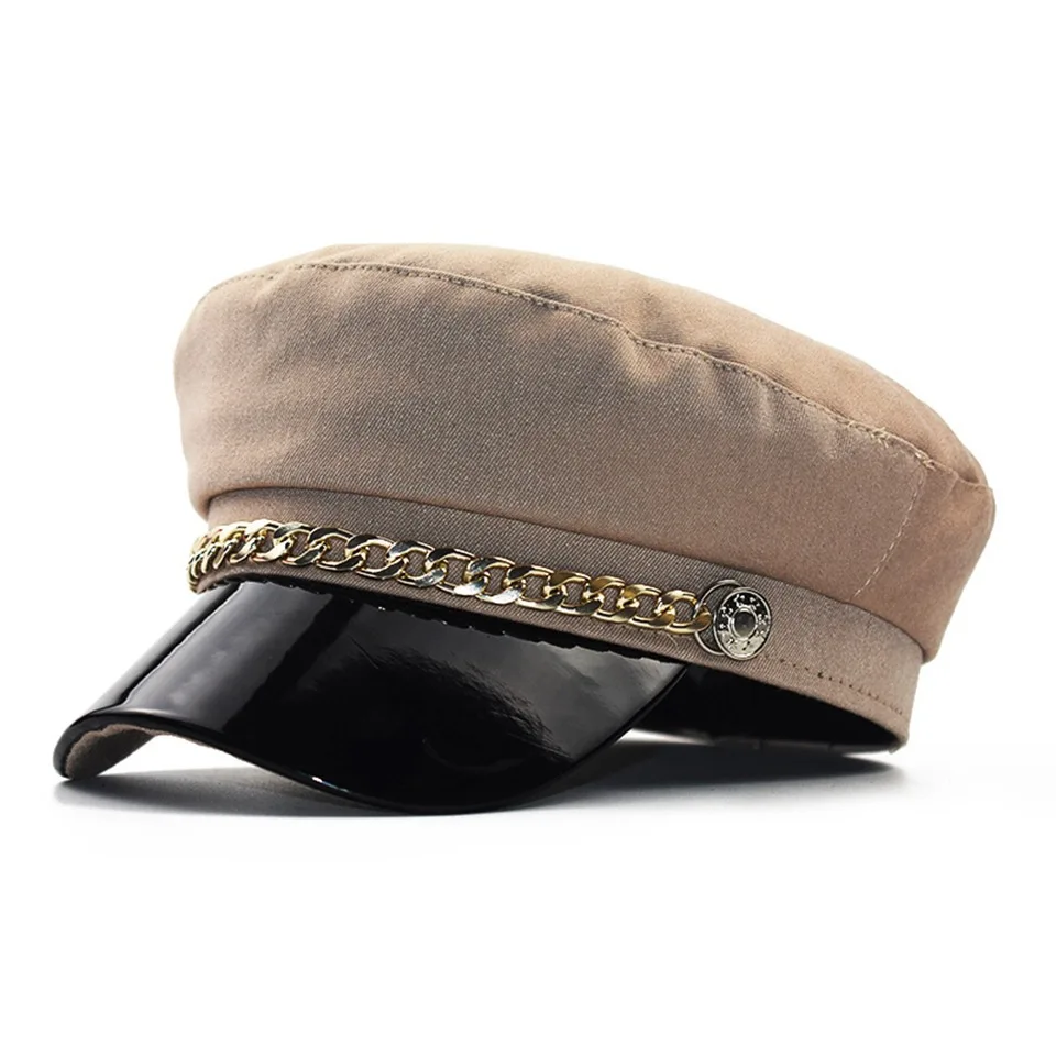Женская Весенняя шапка, хлопок, темно-синяя шапка, модная черная кожа, фиксированная корона, Серебряная Пряжка, зимние теплые женские и мужские шапки-береты, шапка
